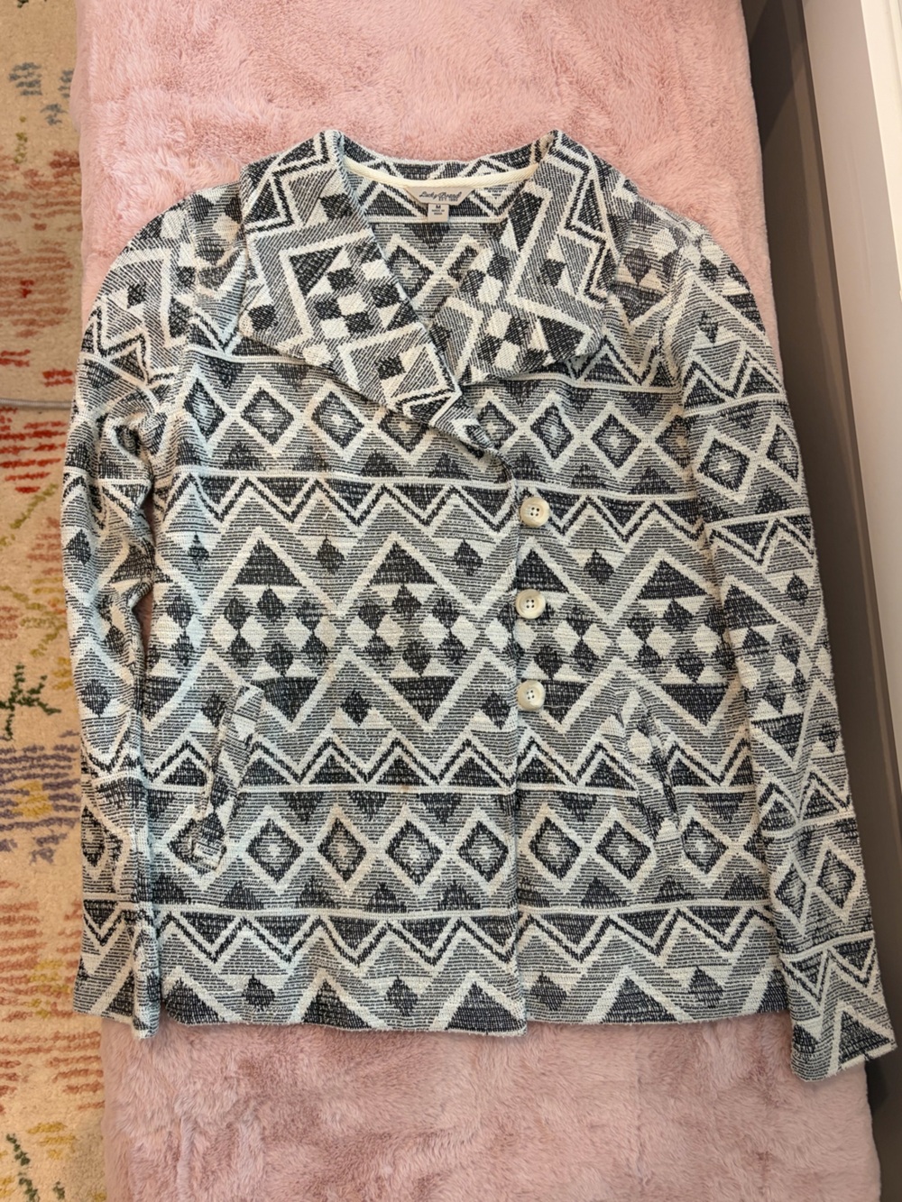 Lucky Brand Geometric Southwestern Knit Button-Front Jacket Size Medium